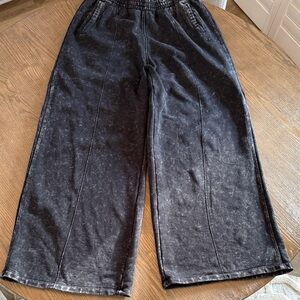 adidas Womens Originals Wide Leg Pants in Washed Black